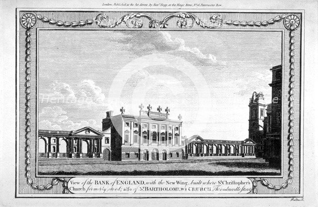 View of the Bank of England showing the new wing, 1790.   Artist: John Peltro