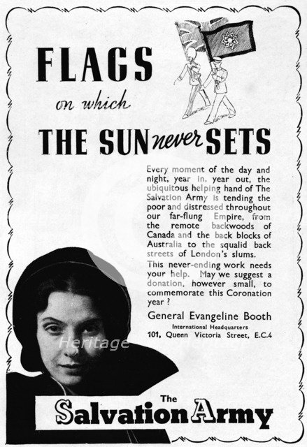 'The Salvation Army - Flags on Which the Sun Never Sets', 1937. Artist: Unknown.