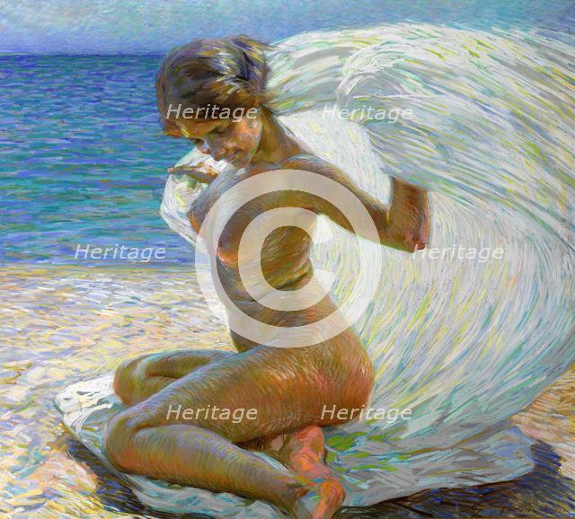 Nude on the beach. Creator: Piccioni, Gino (1873-1941).