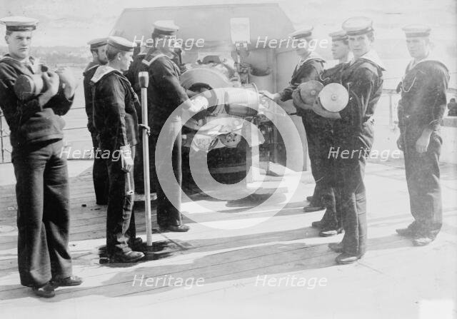 Loading Big Gun, British Navy, between c1910 and c1915. Creator: Bain News Service.