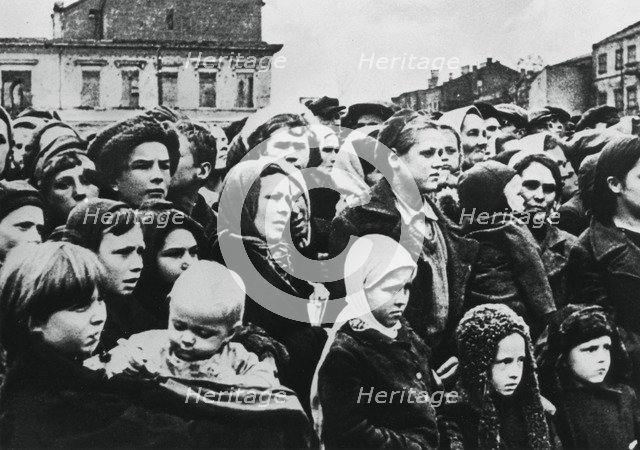 People of the Russian city of Smolensk after its liberation by the Red Army, 1943. Artist: Unknown