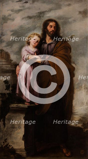 Saint Joseph with Infant Christ, 1665-1666. Creator: Murillo, Bartolomé Estebàn (1617-1682).