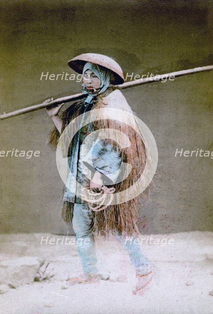 Coolie in winter dress, Japan, 1882. Artist: Felice Beato