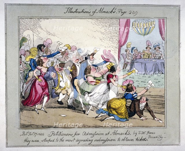 Scene at Almack's Assembly Rooms, London, 1826.                         Artist: Anon