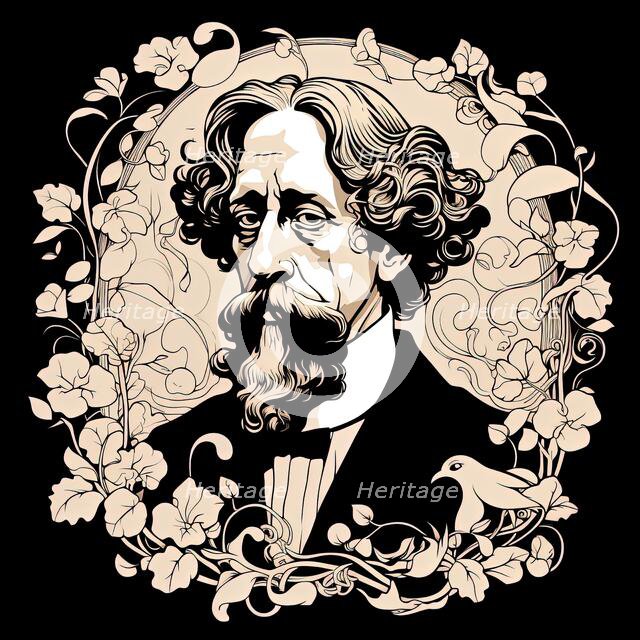 AI IMAGE - Illustration of Charles Dickens, 19th century, (2023). Creator: Heritage Images.