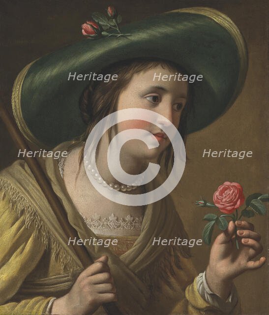 Portrait of Princess Elisabeth of the Palatinate (1618-1680) as a shepherdess, 1st Half of 17th cen. Creator: Honthorst, Gerrit, van (1592-1656).