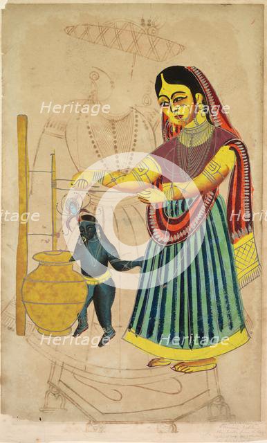 Yasoda Churning Butter, 1800s. Creator: Unknown.