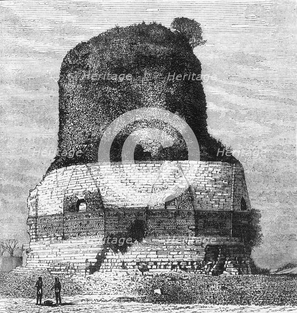 'View of the Tôpe or Temple of Dhameh, near Benares', c1891. Creator: James Grant.