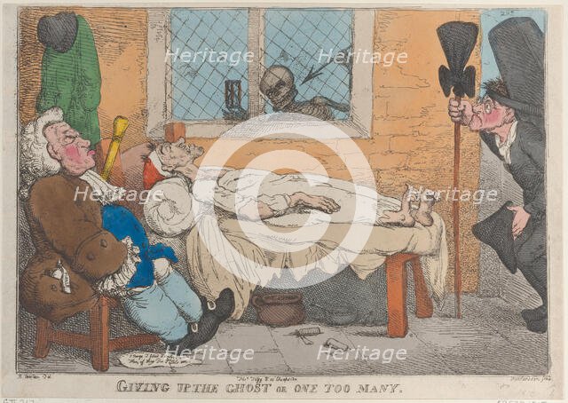 Giving Up the Ghost or One Too Many, 1813?., 1813?. Creator: Thomas Rowlandson.