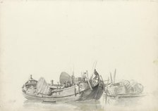 Moored boat at a jetty, 1797-1838. Creator: Johannes Christiaan Schotel.