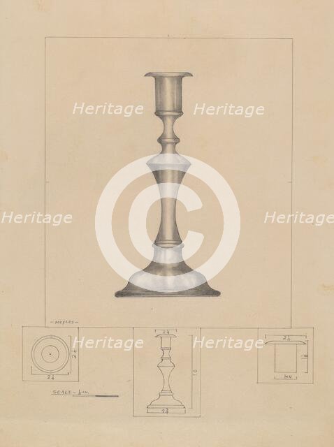 Candlestick, 1935/1942. Creator: Henry Meyers.