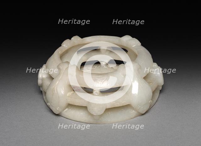 Three-Sectional Altar Group: Small Bowl with Carved Dragon (bottom section of base), 1644-1911. Creator: Unknown.