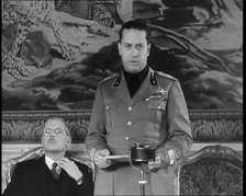 Galeazzo Ciano, Italian Foreign Minister Giving a Speech with Kurt Schuschnigg, Austrian..., 1930s. Creator: British Pathe Ltd.