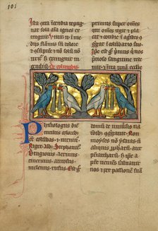 Two Pairs of Doves; De Natura Avium; De Pastoribus et Ovibus, 1277 or after. Creator: Unknown.