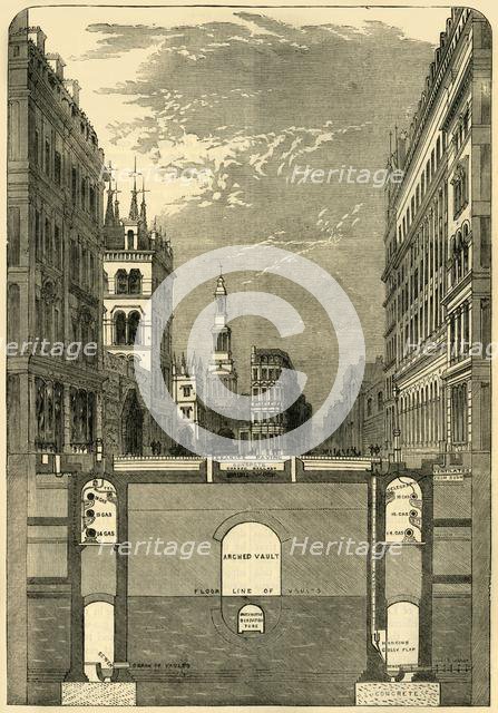 'Section of the Holborn Viaduct, Showing the Subways', c1876. Creator: Unknown.