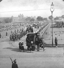 Government officials in a state procession, India, 1913.Artist: HD Girdwood