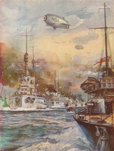 'The Surrender of the German High Seas Fleet', 1918 (1919). Artist: Charles John De Lacy.