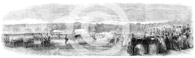 Presentation of Colours to the 36th Regiment by the Prince of Wales at the Curragh Camp, 1861. Creator: Unknown.