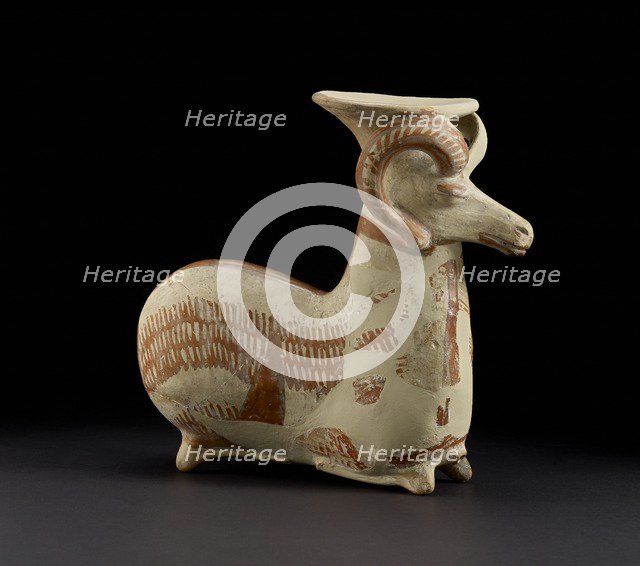 Vase in form of couchant ram (restored), x Artist: Unknown.
