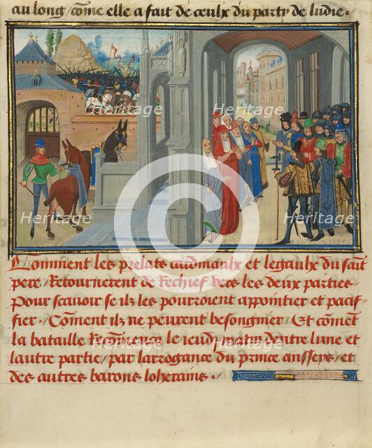 The Representatives of the Pope Attempting to Reconcile the..., written 1463-5; illuminated 1467-72. Creators: Loyset Liedet, Pol Fruit.