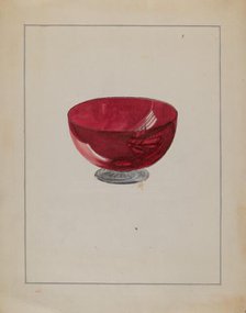 Ruby Bowl with Clear Foot, c. 1936. Creator: Marcus Moran.