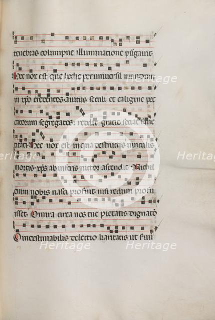 Missale: Fol. 155: Music for "Exultet", 1469. Creator: Bartolommeo Caporali (Italian, c. 1420-1503).
