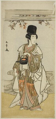 The Actor Ichikawa Monnosuke II as the Court Servant Shoheida Sadamori in the Play..., c. 1777. Creator: Shunsho.