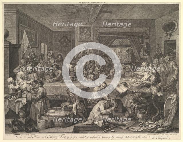 An Election Entertainment, Plate I: Four Prints of an Election, February 1755. Creator: William Hogarth.