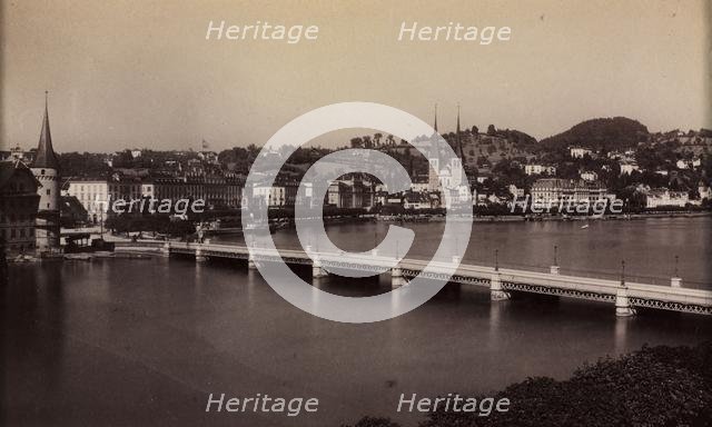 Untitled (Bridge with Town in Distance), 19th century. Creator: Unidentified Photographer.