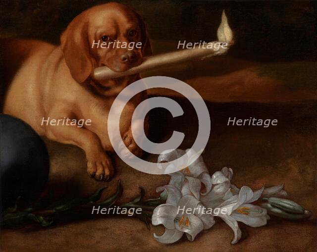 Dog with a Candle and Lilies, about 1660s. Creator: Juan de Pareja.