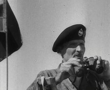 Field Marshal Bernard Montgomery Holding Binoculars, 1942. Creator: British Pathe Ltd.