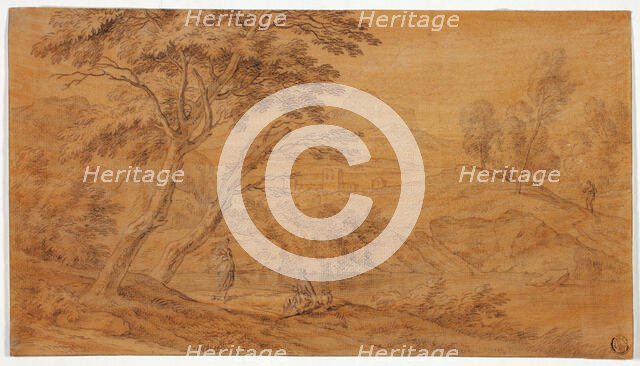 Landscape with Figures by a Stream, n.d. Creator: Johannes Glauber.