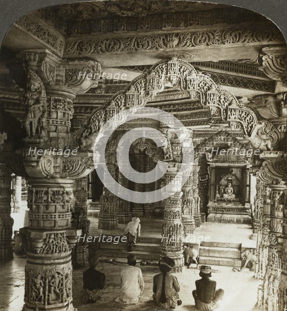 Temple of Vimal Vasahi, Mount Abu, Rajasthan, India.Artist: Underwood & Underwood