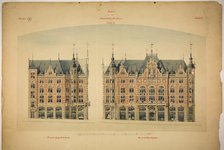 Rathskeller Neubau, Halle (Saale), Saxony-Anhalt, Germany, Elevations, c. 1887. Creator: Peter Joseph Weber.