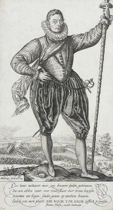 Pike Bearer, Facing Right, 1583. Creator: Hendrik Goltzius.