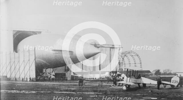 British airship "PARSEVAL" & army aeroplanes, between c1910 and c1915. Creator: Bain News Service.