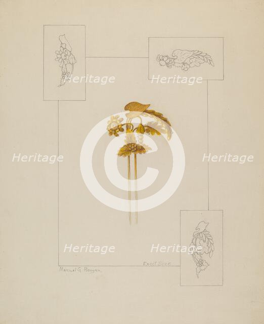 Hair Pin, c. 1937. Creator: Manuel G. Runyan.