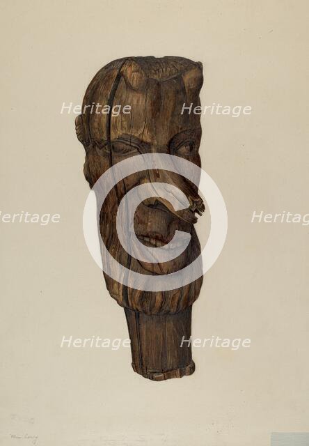 Hitching Post Finial, c. 1940. Creator: Mina Lowry.