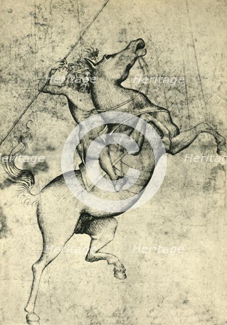 Naked man riding a horse, early 15th century, (1943). Creator: Unknown.