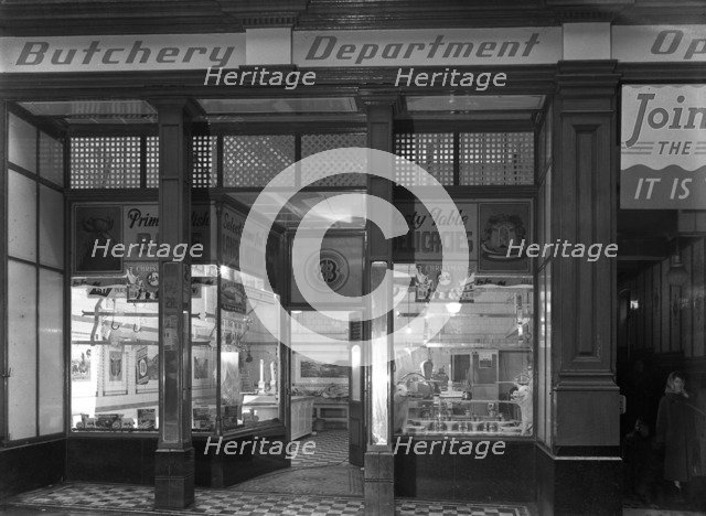 Exterior of the Butchery Department, Barnsley Co-op, South Yorkshire, 1956. Artist: Michael Walters