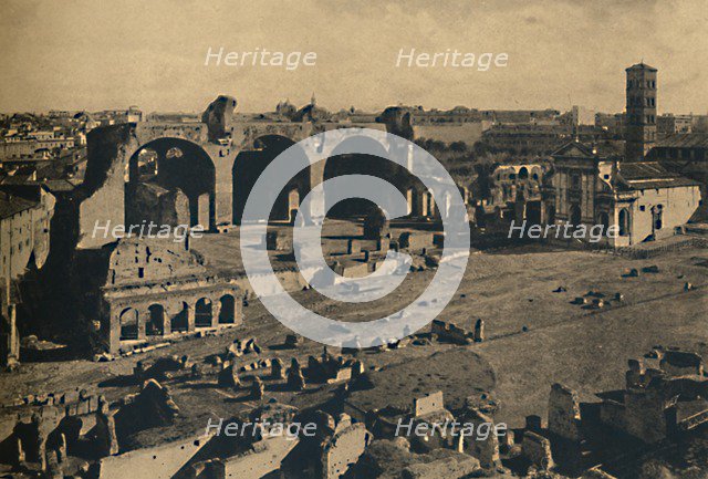 'Roma - Roman Forum - Basilica of Maxentius and Church of S. Francesca Romana', 1910. Artist: Unknown.