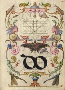 Guide for Constructing the Ligature do; Mira calligraphiae monumenta, about 1591-1596. Creator: Joris Hoefnagel.