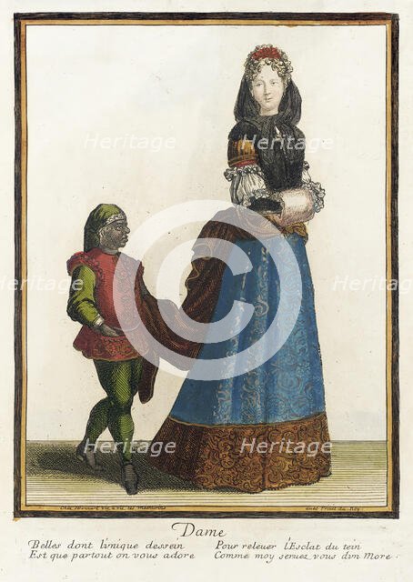 Recueil des modes de la cour de France, 'Dame', Bound 1703-1704. Creator: Henri Bonnart.