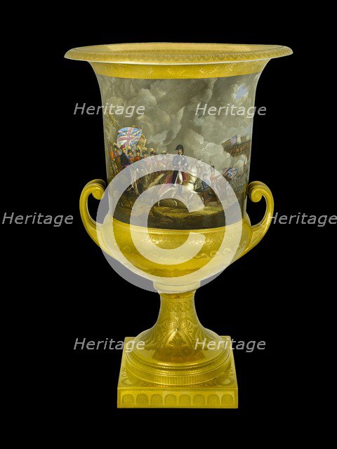 Urn showing the Duke of Wellington at the Battle of Waterloo, 1815 (1817-1819). Artist: Unknown.