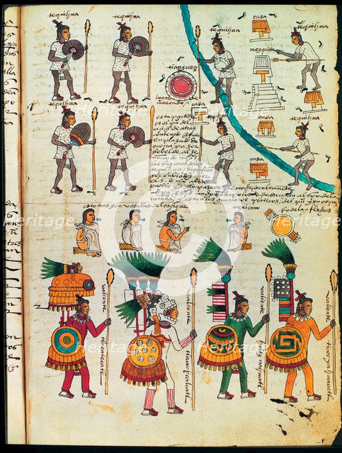Codex Mendoza' '(1535 - 1550), hieroglyph representing Aztec operators who want to attack the reb…