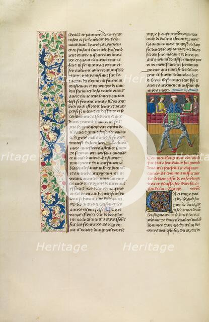 A Battle in Bordeaux, c1380s; Chroniques (Book Three), about 1480-1483. Creator: Master of the Copenhagen Caesar.