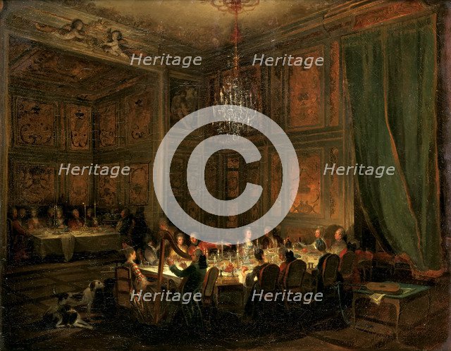 Supper of Prince de Conti at the Temple, 1766. Artist: Ollivier, Michel Barthélemy (1712-1784)