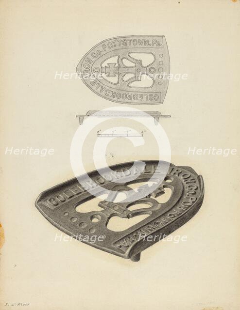 Flat Iron Holder, c. 1938. Creator: Jack Staloff.