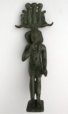 Statuette of the God Horus as a Child (Harpokrates), Egypt, Late Period-early Ptolemaic Period (7th- Creator: Unknown.