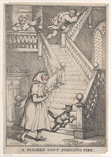 A Maiden Aunt Smelling Fire, [May 1, 1806], reissued May 1,..., [May 1, 1806], reissued May 1, 1812. Creator: Thomas Rowlandson.